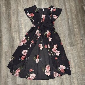 Live 4 Truth Black Floral Maxi Duster Boho Sz L